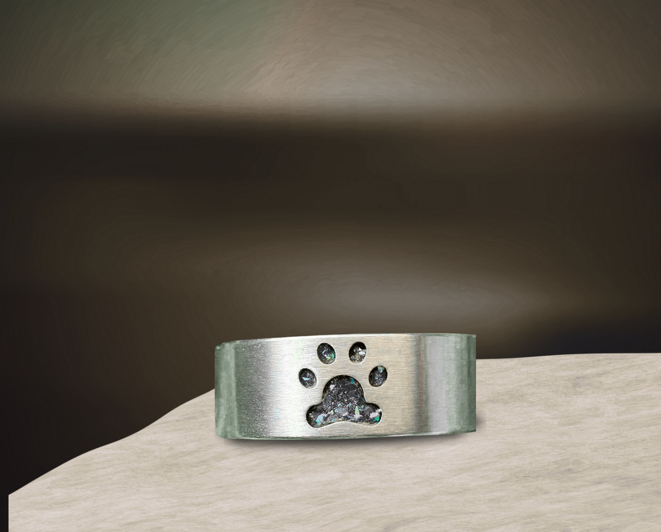 Men’s Cremation Ring Pet Paw Print