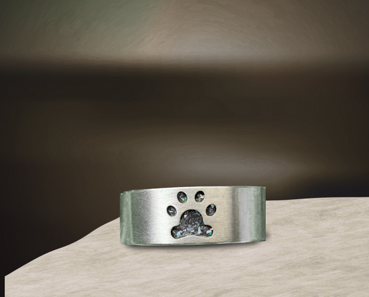 Men’s Cremation Ring Pet Paw Print